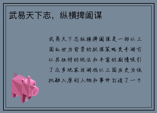 武易天下志，纵横捭阖谋