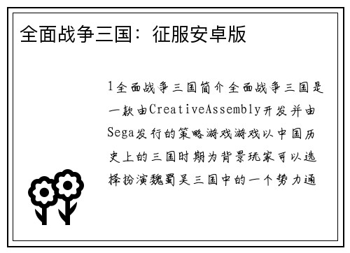 全面战争三国：征服安卓版